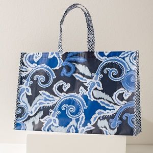 NEW! Set of Chico's Reusable Totes - One (1) Large, One (1) Small - Blue & White